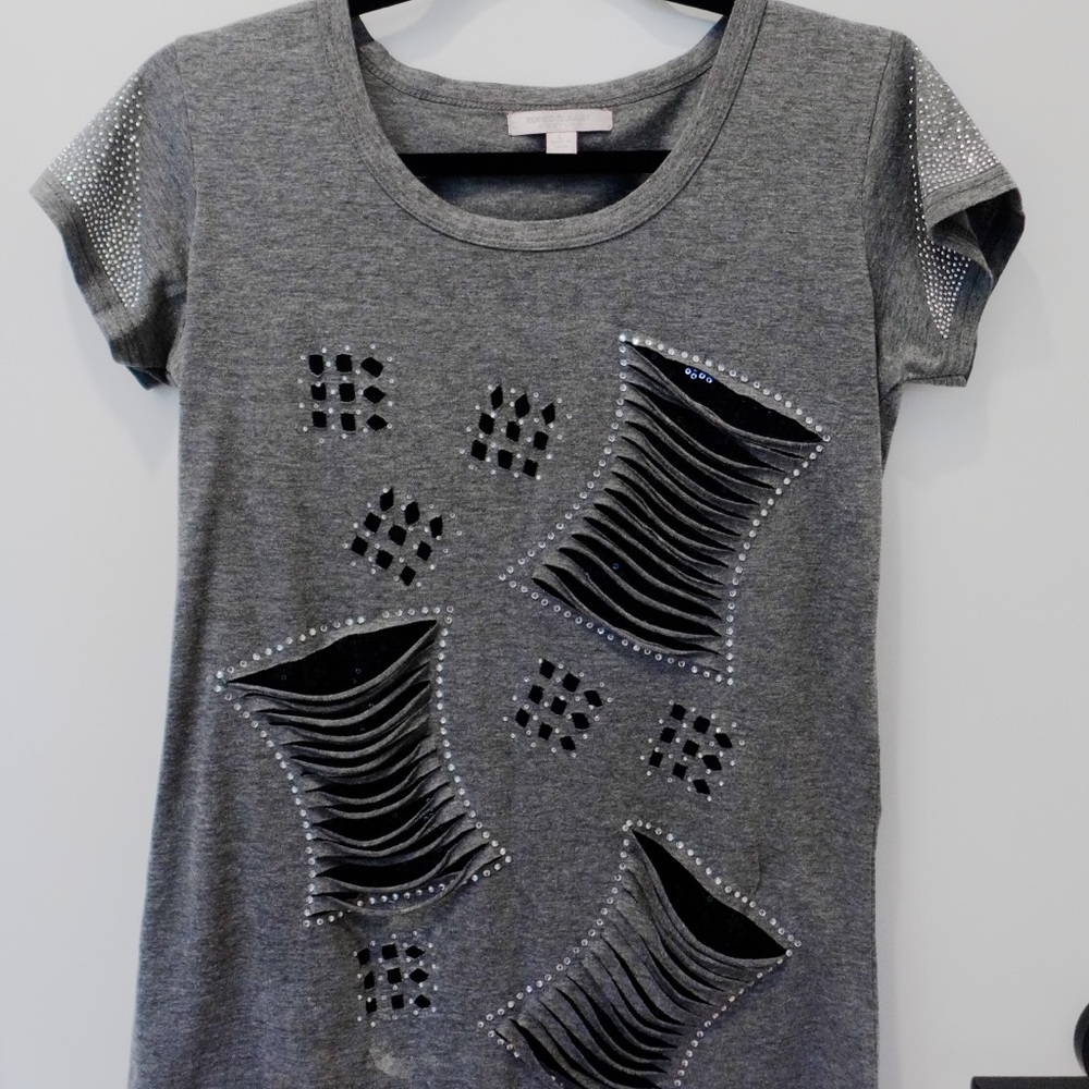Romeo and Juliet Couture Jeweled Distressed Top